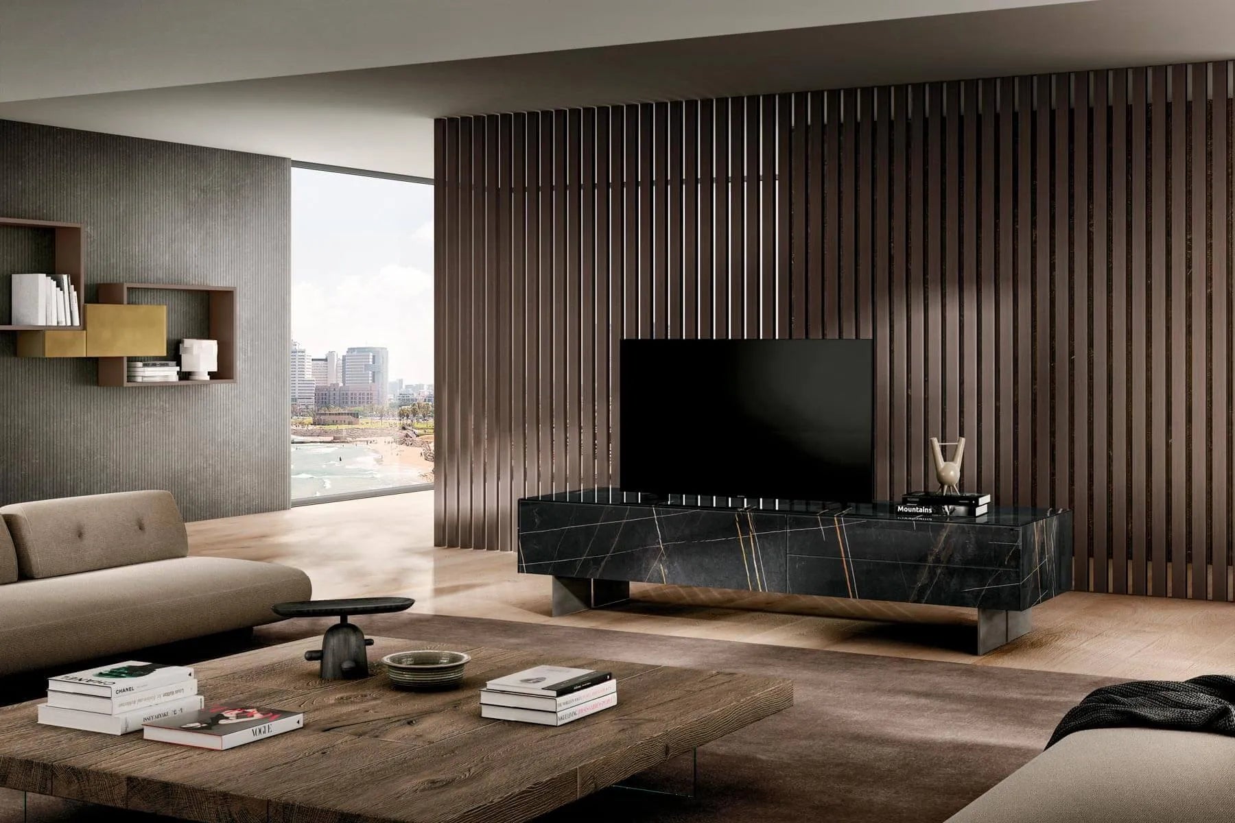 Materia by LAGO Design - Luxury Wall-Mounted Glass TV Unit