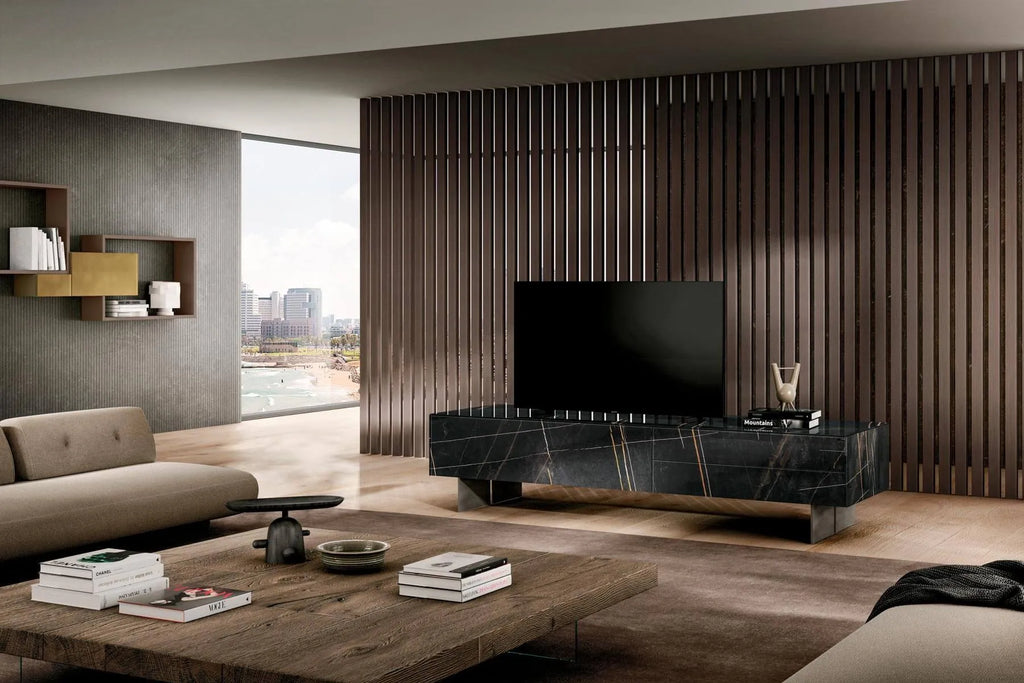 Materia Wall-Mounted Glass TV Unit by LAGO