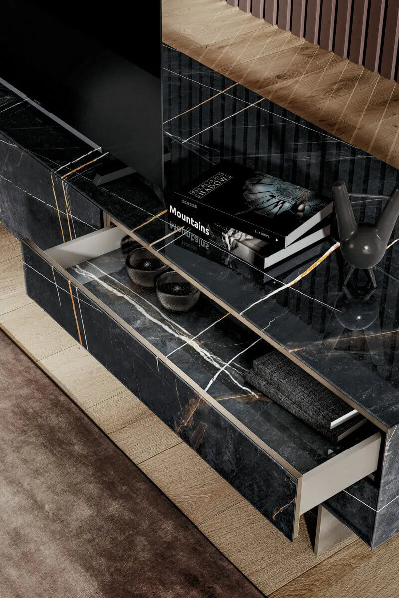 Materia Wall-Mounted Glass TV Unit by LAGO