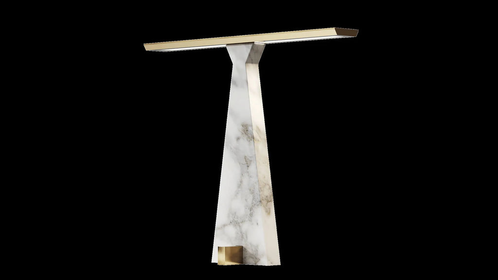 Traccia Gold Calacatta Marble Table Lamp by Italamp