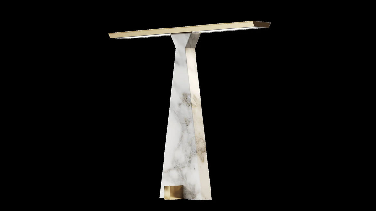 Traccia Gold Calacatta Marble Table Lamp by Italamp