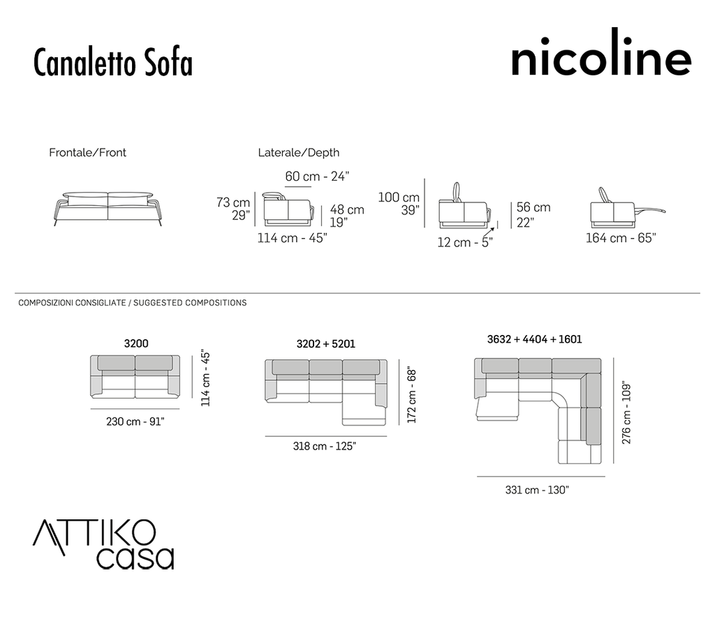 Canaletto Italian Leather Sofa by Nicoline Italia
