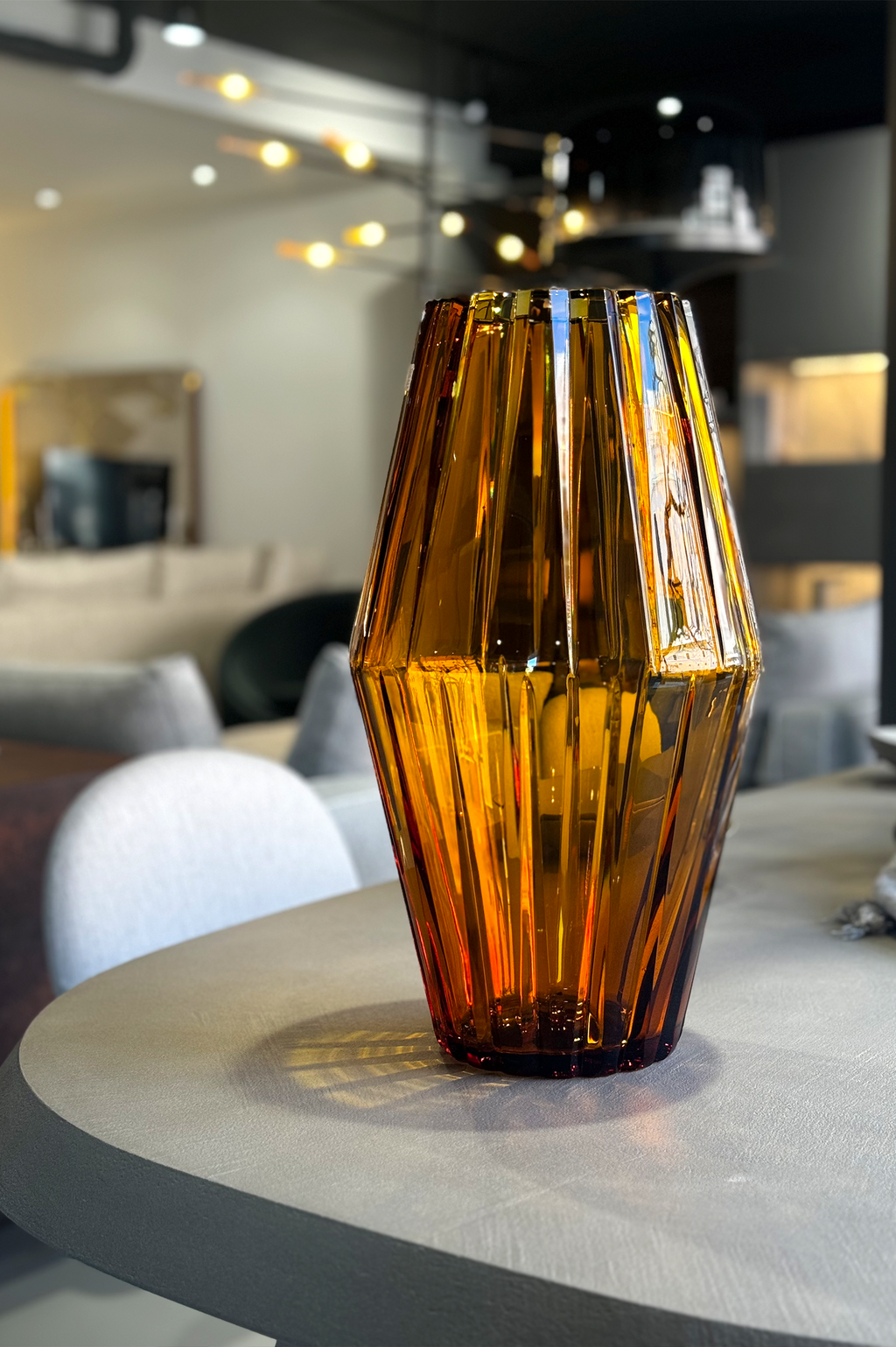 Games Deep Amber Crystal Vase by Mario Cioni & Tondo Doni