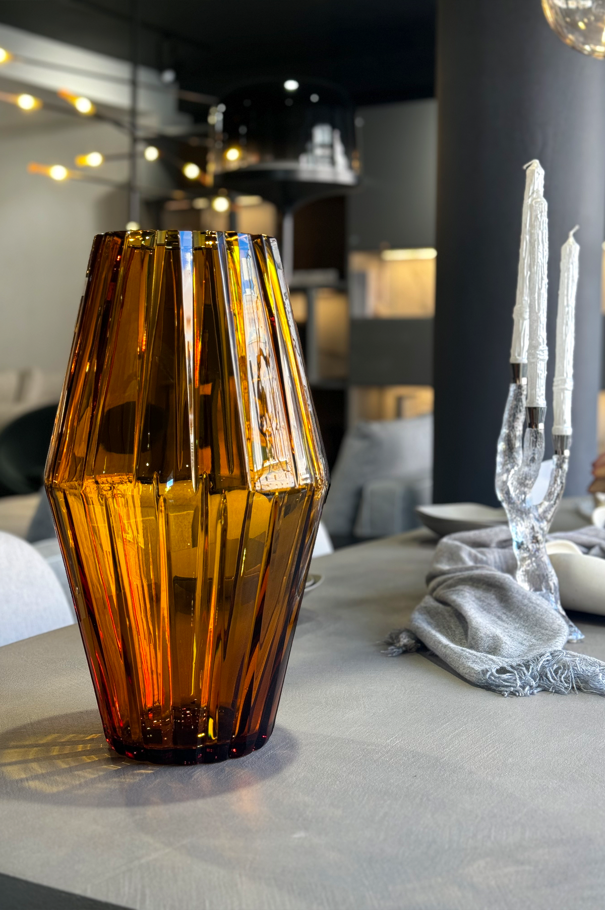 Games Deep Amber Crystal Vase by Mario Cioni & Tondo Doni