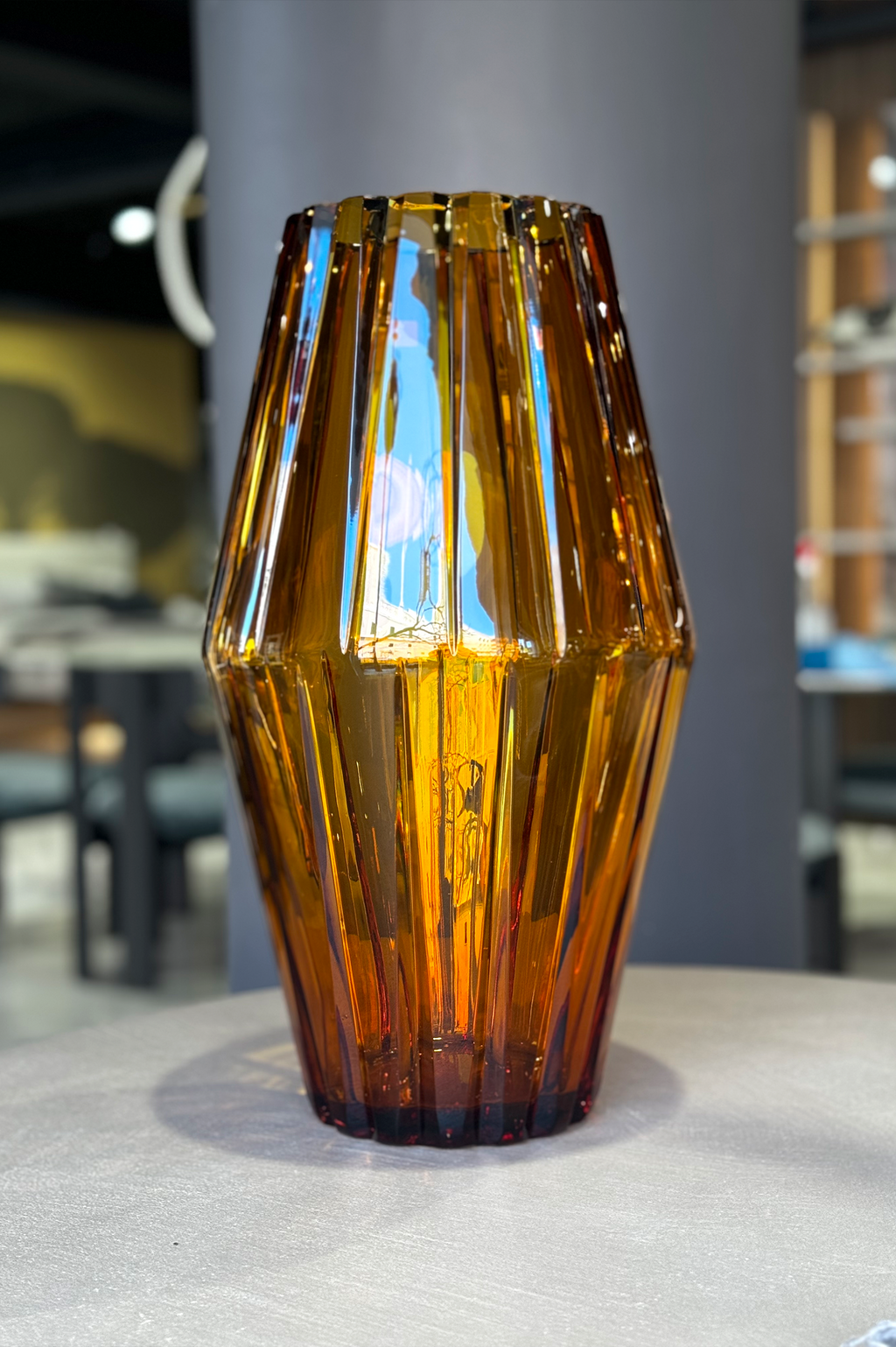 Games Deep Amber Crystal Vase by Mario Cioni & Tondo Doni