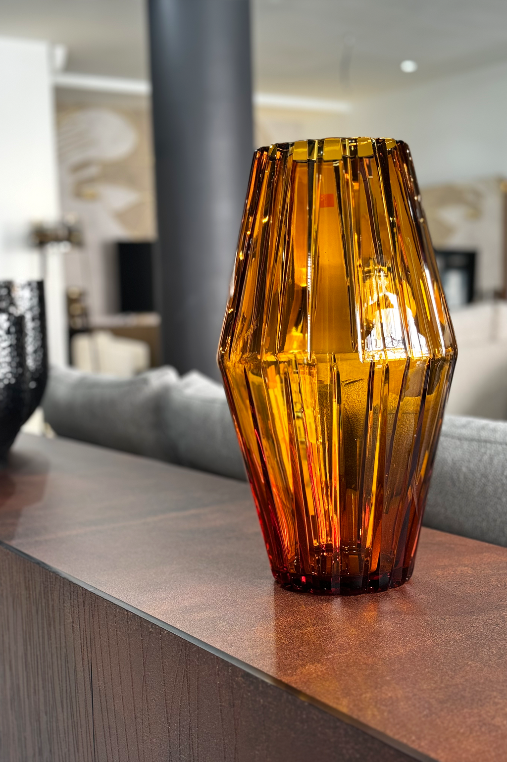Games Deep Amber Crystal Vase by Mario Cioni & Tondo Doni