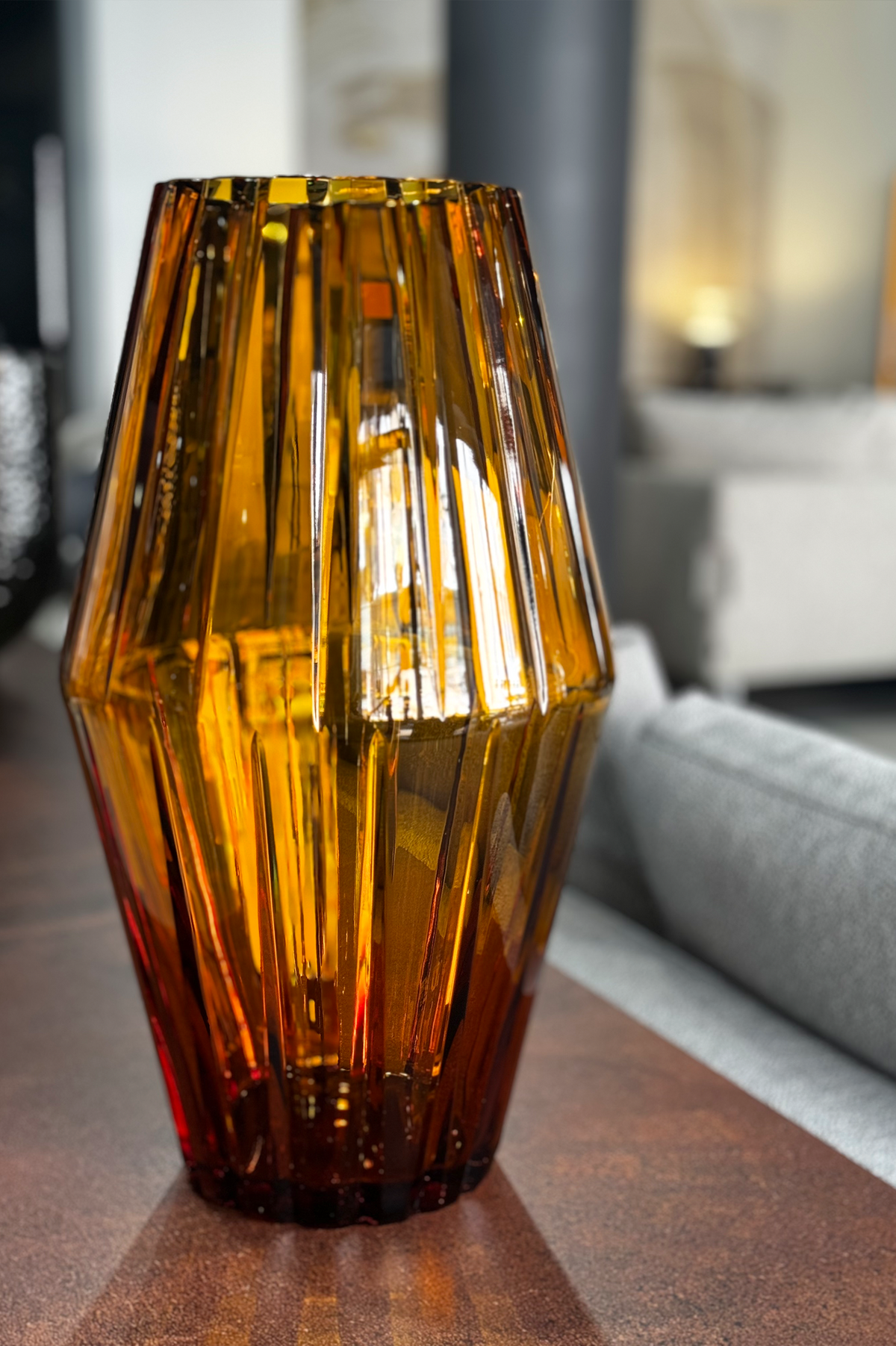 Games Deep Amber Crystal Vase by Mario Cioni & Tondo Doni