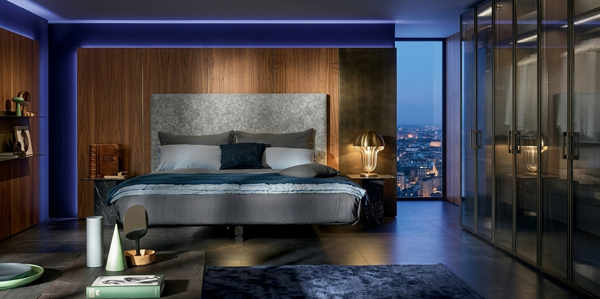 Fluttua High Headboard King Size Bed by LAGO