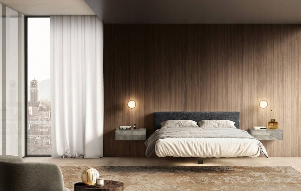 Fluttua Medium High Headboard King Size Bed by LAGO