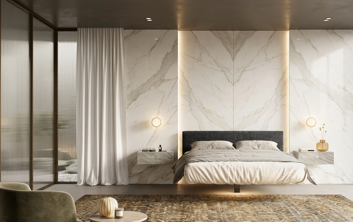 Fluttua Medium High Headboard King Size Bed by LAGO