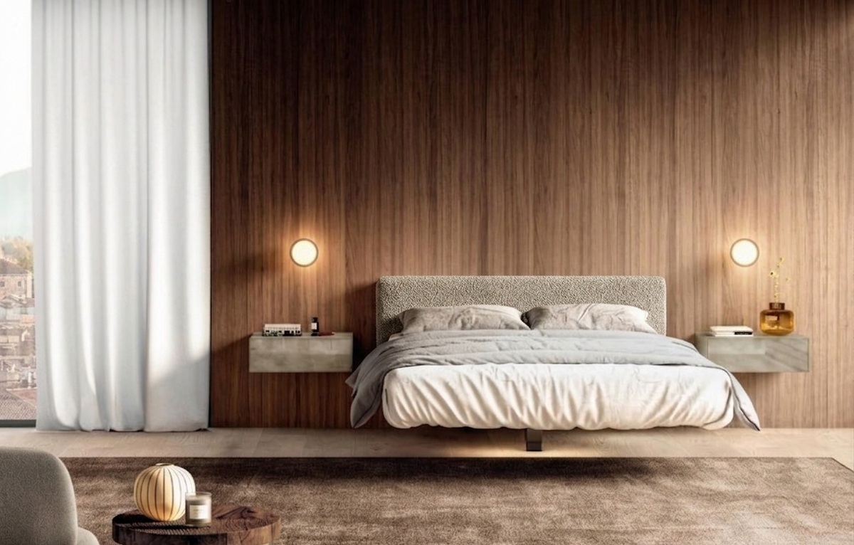 Fluttua Medium High Headboard King Size Bed by LAGO