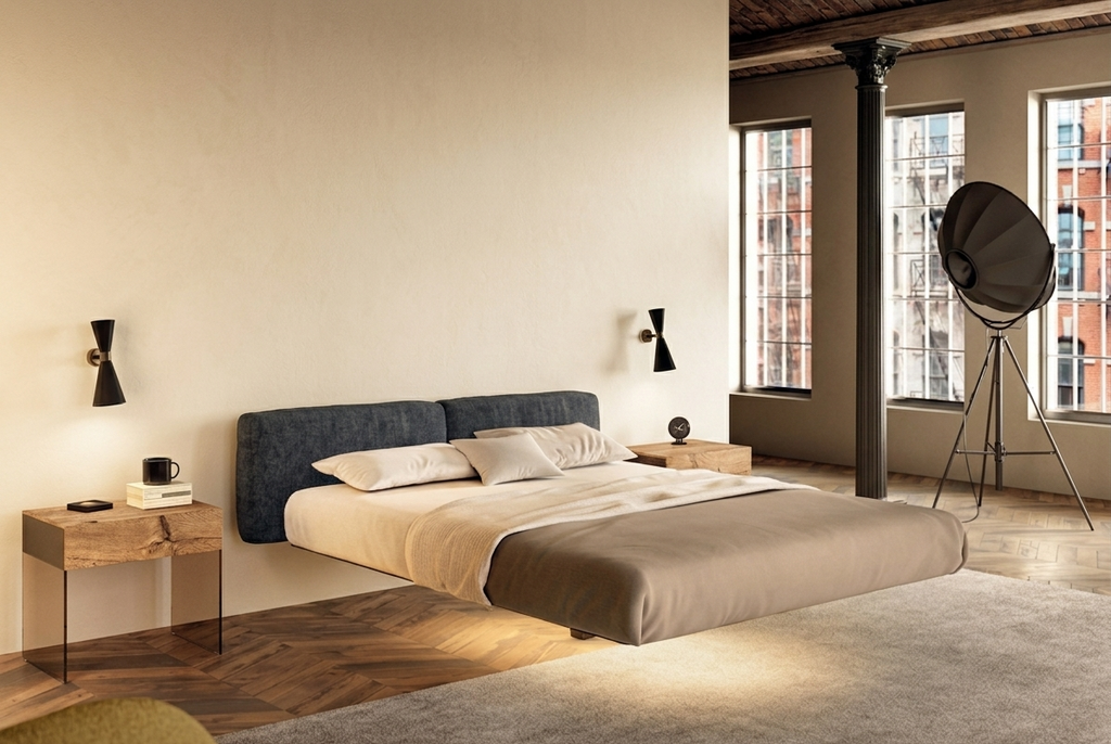 Fluttua Soft Wall-Mounted King Size Bed 1662 by LAGO