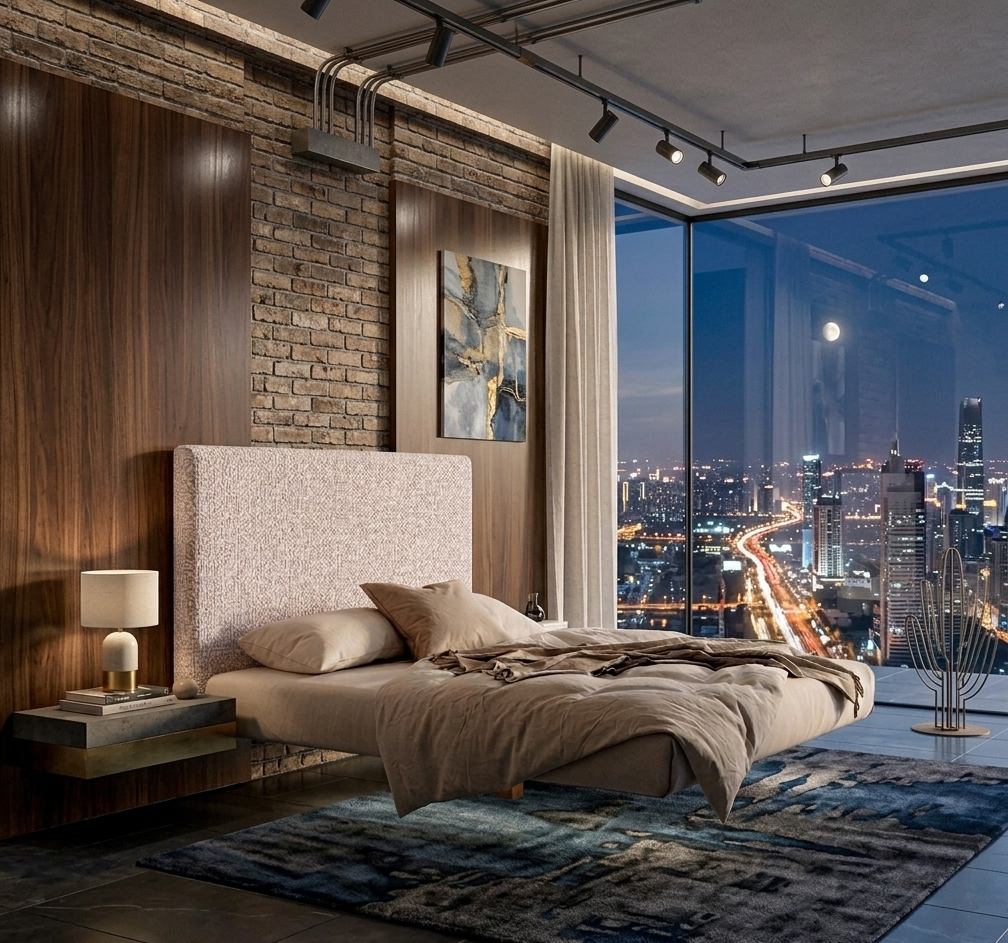 Fluttua High Headboard King Size Bed by LAGO