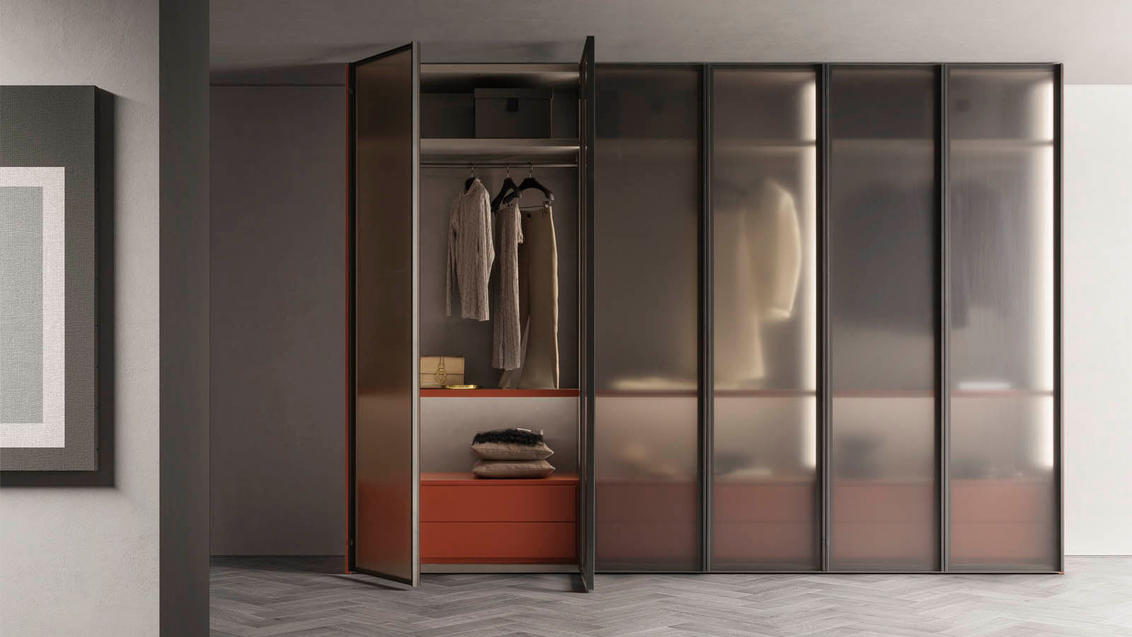 Sipario Wardrobe Composition Milano & Cornice Doors by Pianca