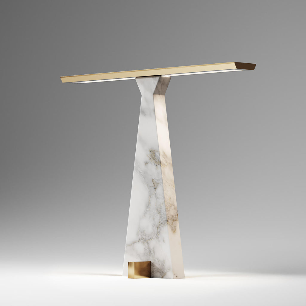 Traccia Gold Calacatta Marble Table Lamp by Italamp