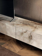 Materia Wall-Mounted Glass TV Unit by LAGO