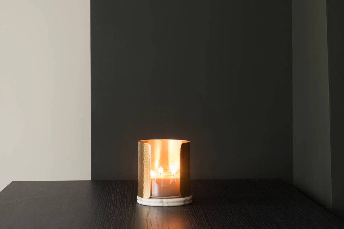Cassiopee by oOumm- Small Marble & Brass Candle