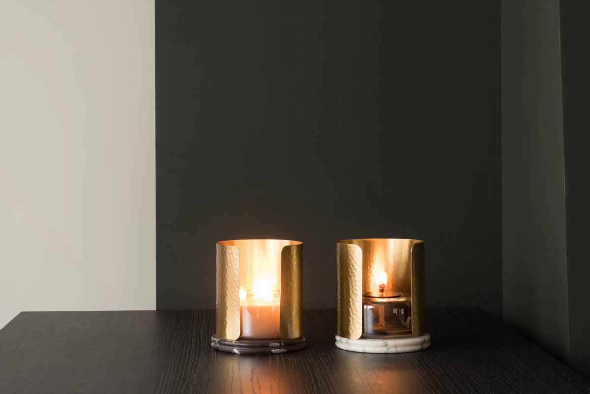 Cassiopee by oOumm- Small Marble & Brass Candle