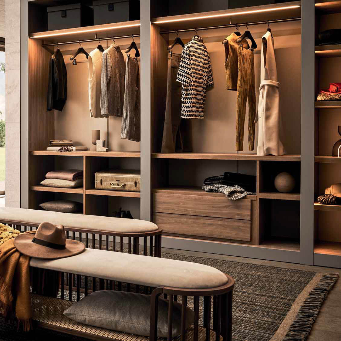 Sipario Wardrobe Composition Milano & Cornice Doors by Pianca